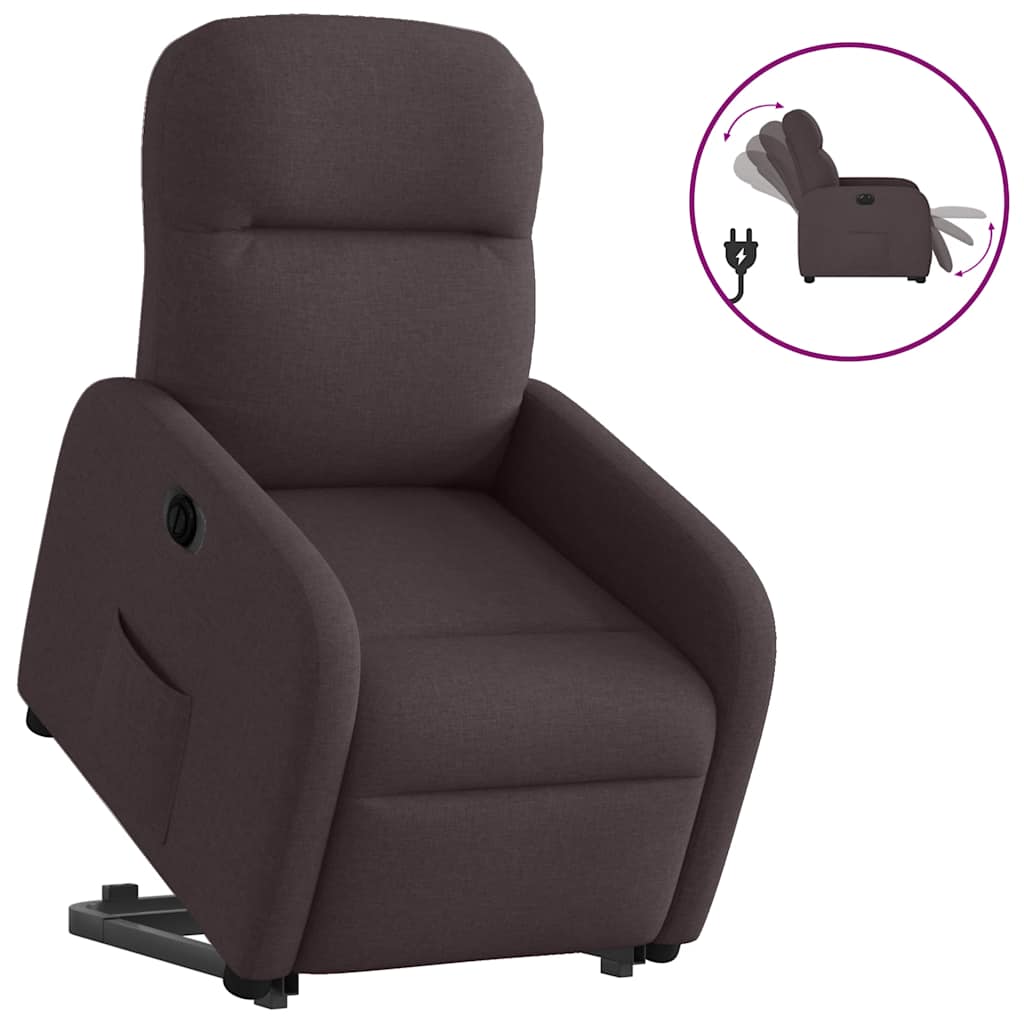 Sillón eléctrico reclinable elevable - sillón relax de tela marrón oscuro