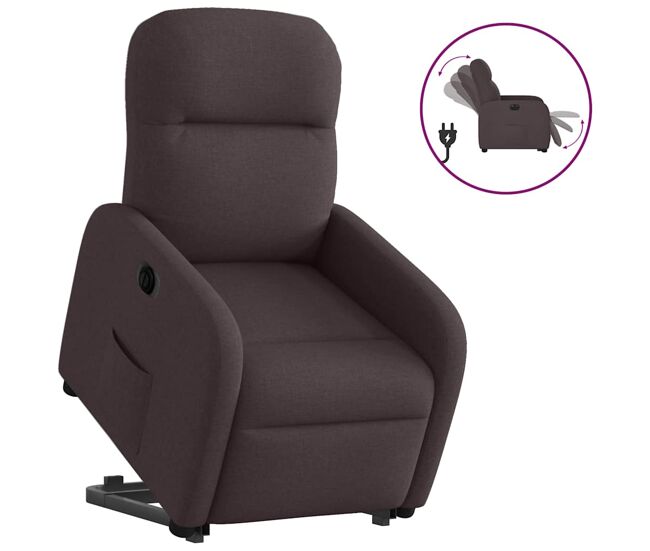 Sillón eléctrico reclinable elevable - sillón relax de tela marrón oscuro