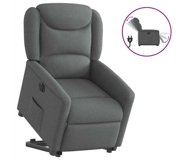 Sillón eléctrico reclinable elevable - sillón relax de tela gris oscuro