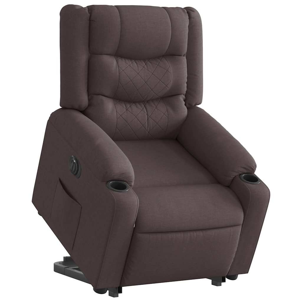 Sillón eléctrico reclinable elevable - sillón relax de tela marrón oscuro