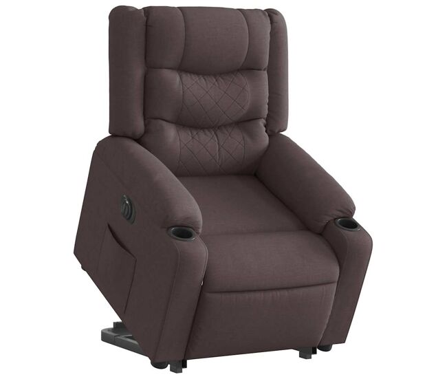 Sillón eléctrico reclinable elevable - sillón relax de tela marrón oscuro