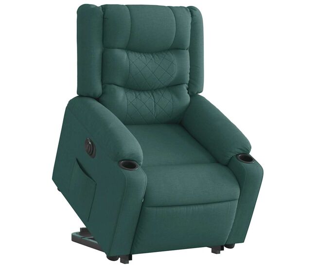 Sillón eléctrico reclinable elevable - sillón relax de tela verde oscuro