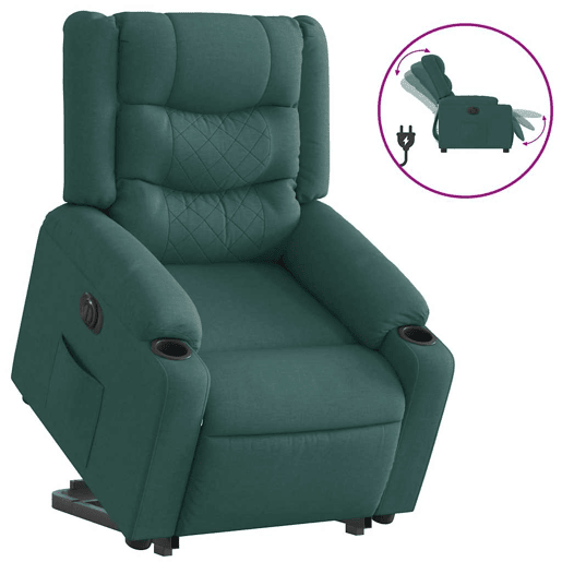 Poltrona reclinável - Poltrona relax elétrica tecido verde-escuro