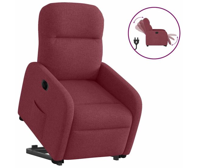Sillón eléctrico reclinable elevable - sillón relax de tela rojo tinto