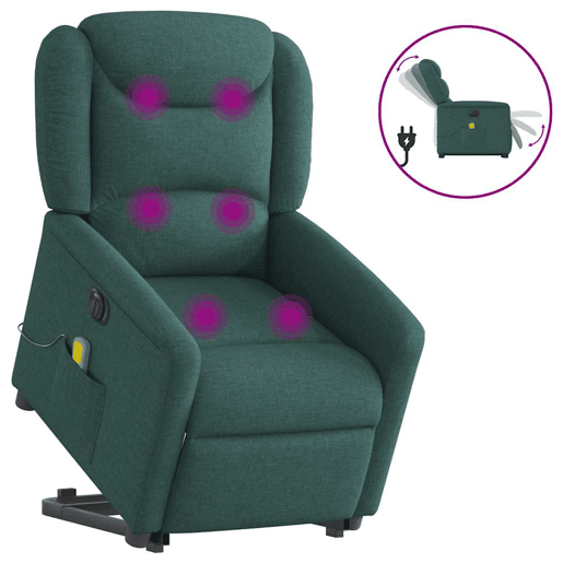 Poltrona elétrica massagens - Poltrona relax tecido verde-escuro