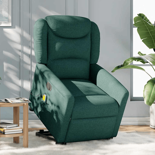 Poltrona elétrica massagens - Poltrona relax tecido verde-escuro