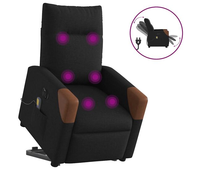 Sillón de masaje eléctrico reclinable - sillón relax elevable tela negro