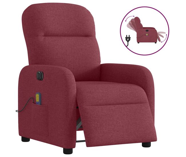 Sillón de masaje reclinable - sillón relax eléctrico tela rojo tinto