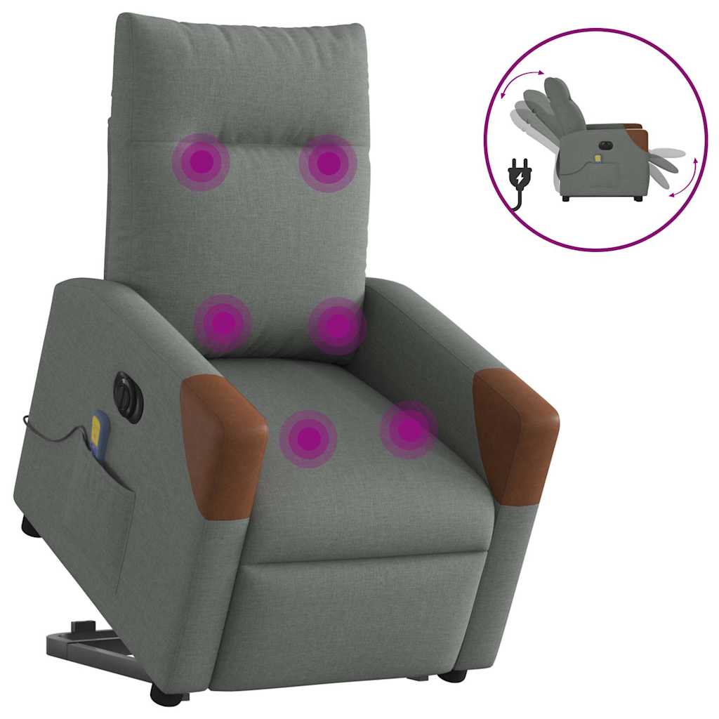 Sillón de masaje eléctrico reclinable - sillón relax elevable tela gris oscuro