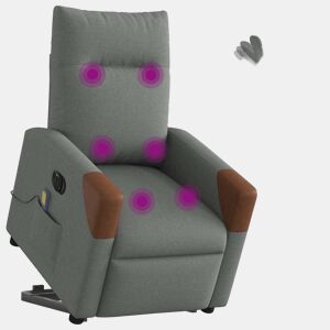 Poltrona elétrica elevatória massagens - Poltrona relax tecido cinzento-escuro