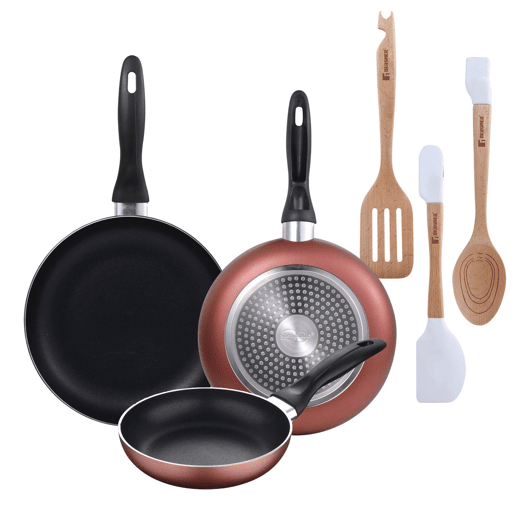Set de frigideiras San Ignacio de 3 peças + Set de utensílios Set de frigideiras San Ignacio de 3 peças + Set de utensílios