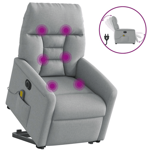 Poltrona elétrica reclinável massagens - Poltrona relax tecido cinzento-claro