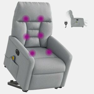 Poltrona elétrica reclinável massagens - Poltrona relax tecido cinzento-claro