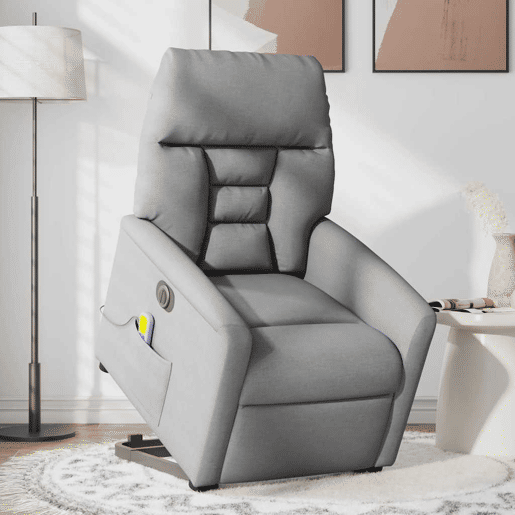 Poltrona elétrica reclinável massagens - Poltrona relax tecido cinzento-claro