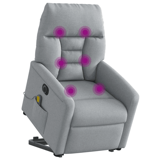 Poltrona elétrica reclinável massagens - Poltrona relax tecido cinzento-claro