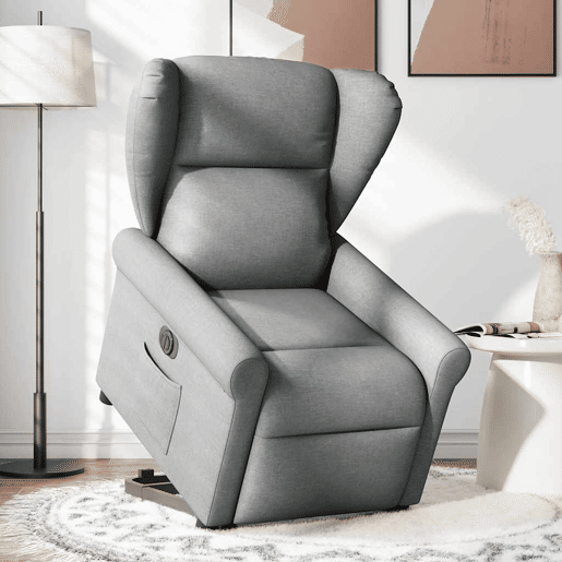 Poltrona reclinável - Poltrona relax elétrica tecido cinzento-claro