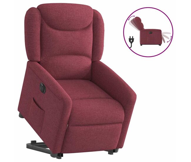 Sillón eléctrico reclinable elevable - sillón relax de tela rojo tinto