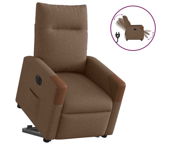 Sillón eléctrico reclinable elevable - sillón relax de tela marrón