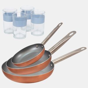 Set de 3 frigideiras San Ignacio + Set de 4 copos
