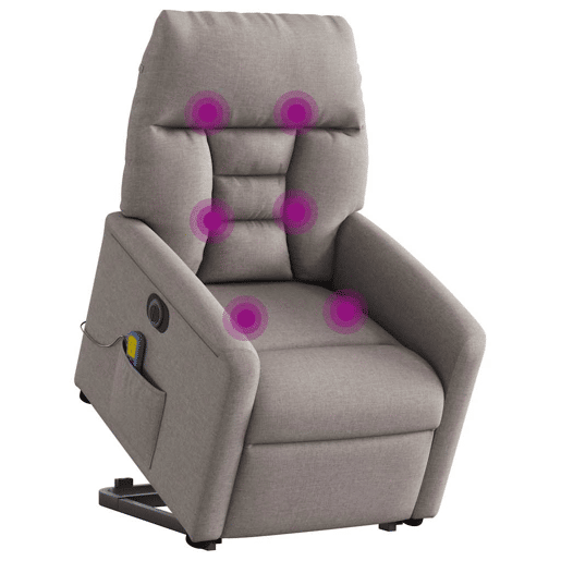 Poltrona elétrica elevatória massagens - Poltrona relax tecido cinza-acastanhado