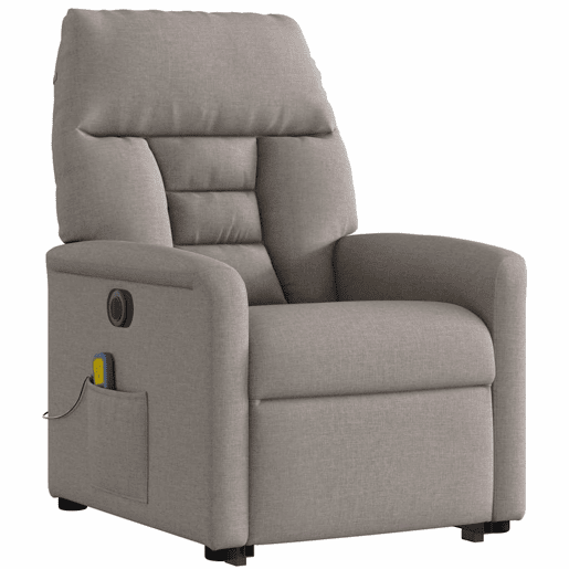 Poltrona elétrica elevatória massagens - Poltrona relax tecido cinza-acastanhado