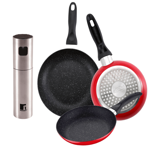 Set de frigideiras San Ignacio de 3 peças + borrifador Set de frigideiras San Ignacio de 3 peças + borrifador