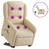 Poltrona elétrica elevatória massagens - Poltrona relax tecido creme