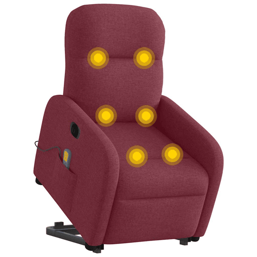 Poltrona elevatória de massagens elétrica - Poltrona relax tecido vermelho tinto Poltrona elevatória de massagens elétrica - Poltrona relax tecido vermelho tinto