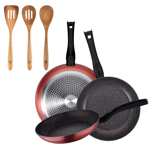 Set de frigideiras San Ignacio de 3 peças + Set de utensílios