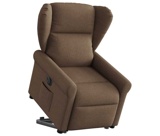 Sillón eléctrico reclinable elevable - sillón relax de tela marrón
