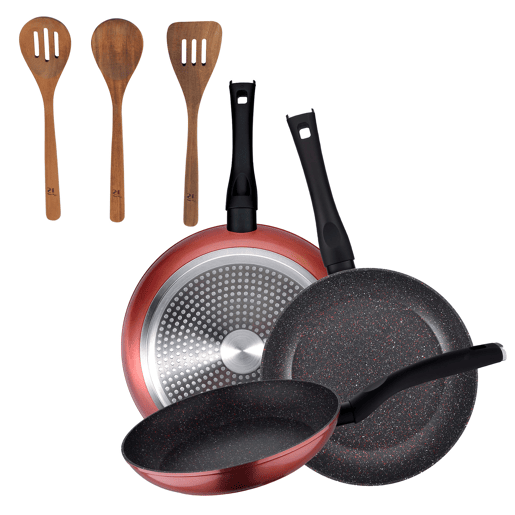 Set de frigideiras San Ignacio de 3 peças + Set de utensílios Set de frigideiras San Ignacio de 3 peças + Set de utensílios