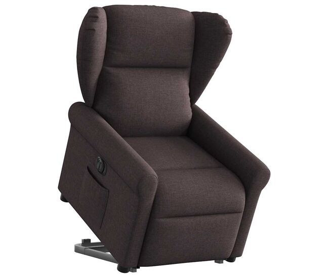 Sillón eléctrico reclinable elevable - sillón relax de tela marrón oscuro