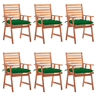 Cadeiras de jantar p jardim - Cadeiras de exterior 6 pcs c almofadões acácia maciça