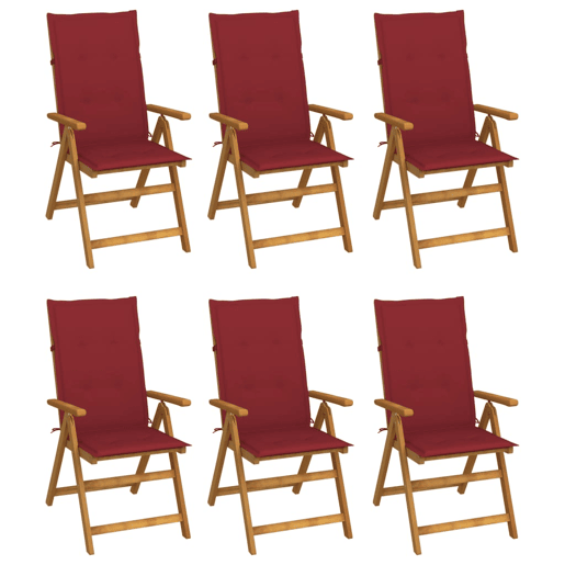 Cadeiras de jardim - Cadeiras de exterior dobráveis c almofadões 6 pcs acácia maciça