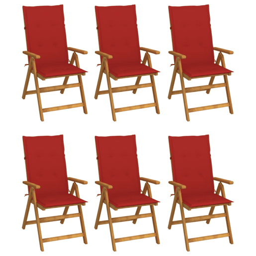 Cadeiras de jardim - Cadeiras de exterior dobráveis c almofadões 6 pcs acácia maciça