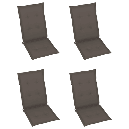 Cadeiras de jardim - Cadeiras de exterior c almofadões cinza-acast. 4 pcs teca maciça