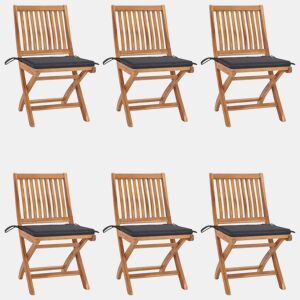 Cadeiras de jardim - Cadeiras de exterior dobráveis c almofadões 6 pcs teca maciça