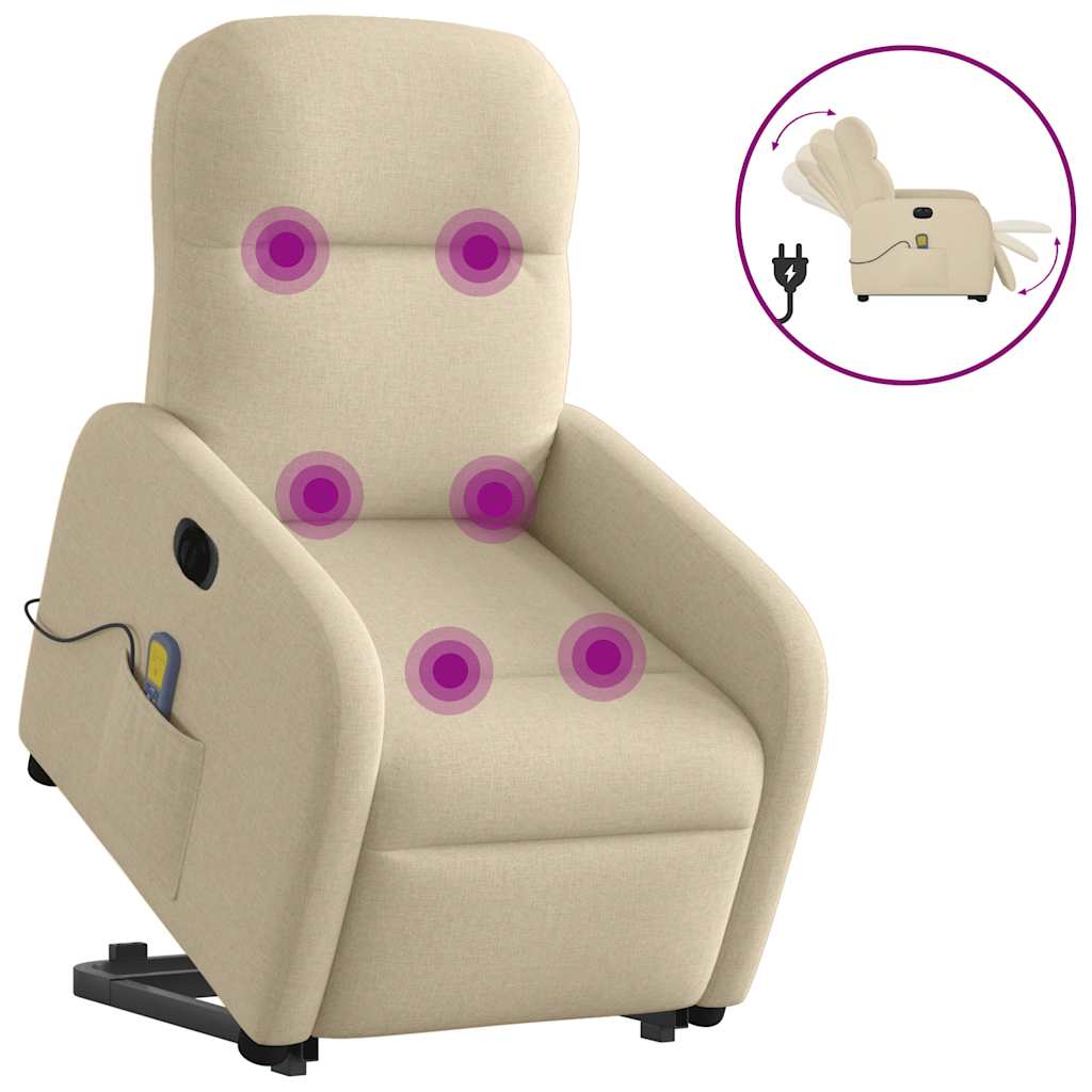 Sillón de masaje eléctrico reclinable - sillón relax elevable tela crema
