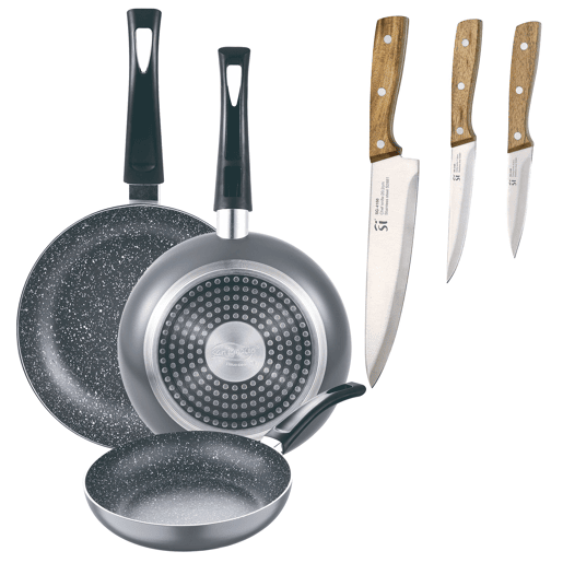 Set de frigideiras San Ignacio de 3 peças + Set de facas