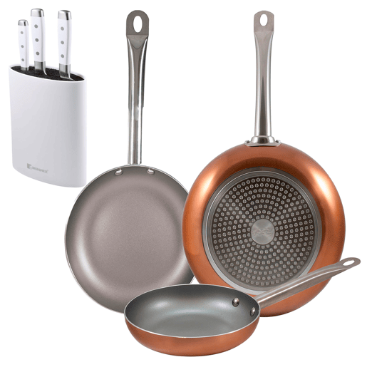Set de frigideiras San Ignacio de 3 peças + Set de facas