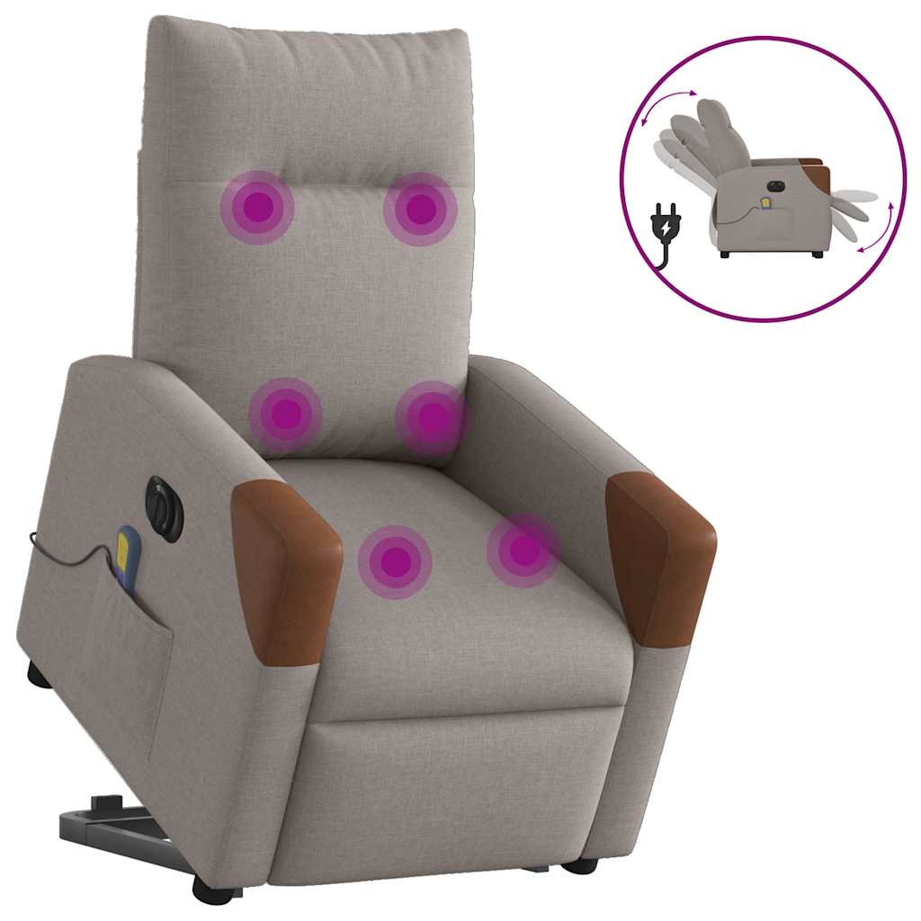Sillón de masaje eléctrico reclinable - sillón relax elevable tela taupé