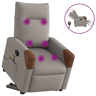 Poltrona elétrica elevatória massagens - Poltrona relax tecido cinza-acastanhado