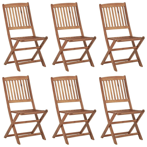 Cadeiras de jardim - Cadeiras de exterior dobráveis c almofadões 6 pcs acácia maciça