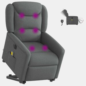 Poltrona elétrica elevatória massagens - Poltrona relax tecido cinzento-escuro