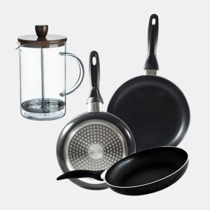 Set de frigideiras San Ignacio de 3 peças + cafeteira francesa
