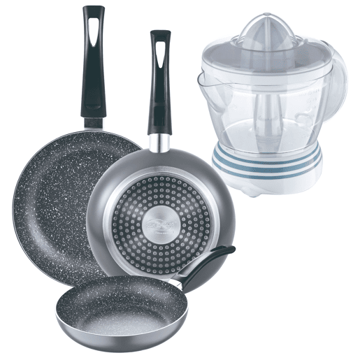 Set de frigideiras San Ignacio de 3 peças + espremedor de frutas