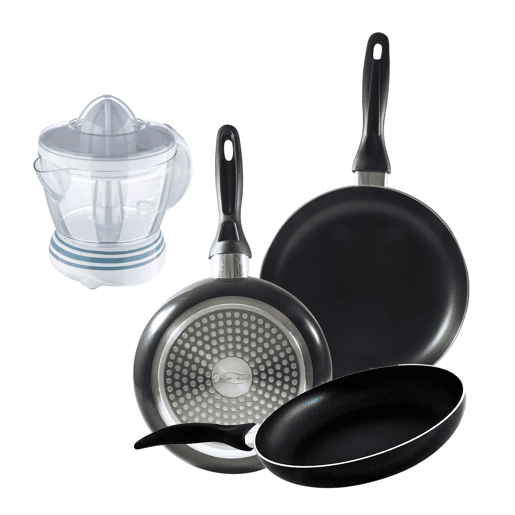 Set de frigideiras San Ignacio de 3 peças + espremedor de frutas
