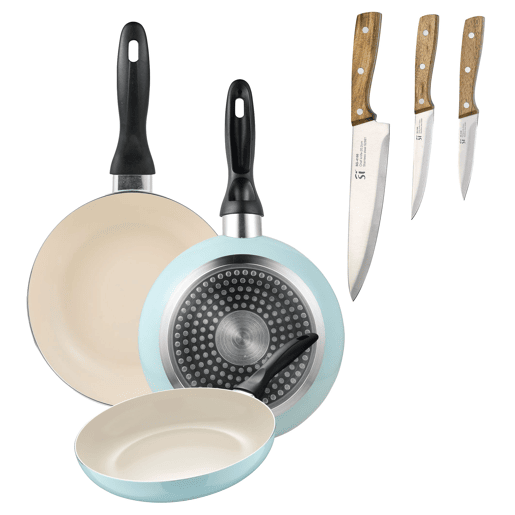Set de frigideiras San Ignacio de 3 peças + Set de facas