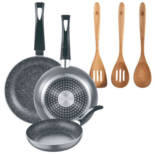 Set de frigideiras San Ignacio de 3 peças + Set de utensílios Set de frigideiras San Ignacio de 3 peças + Set de utensílios