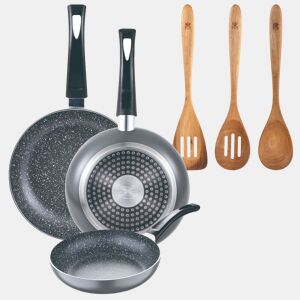 Set de frigideiras San Ignacio de 3 peças + Set de utensílios